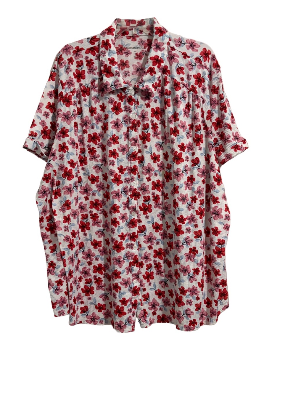 Woman Within Floral Button-Front Top